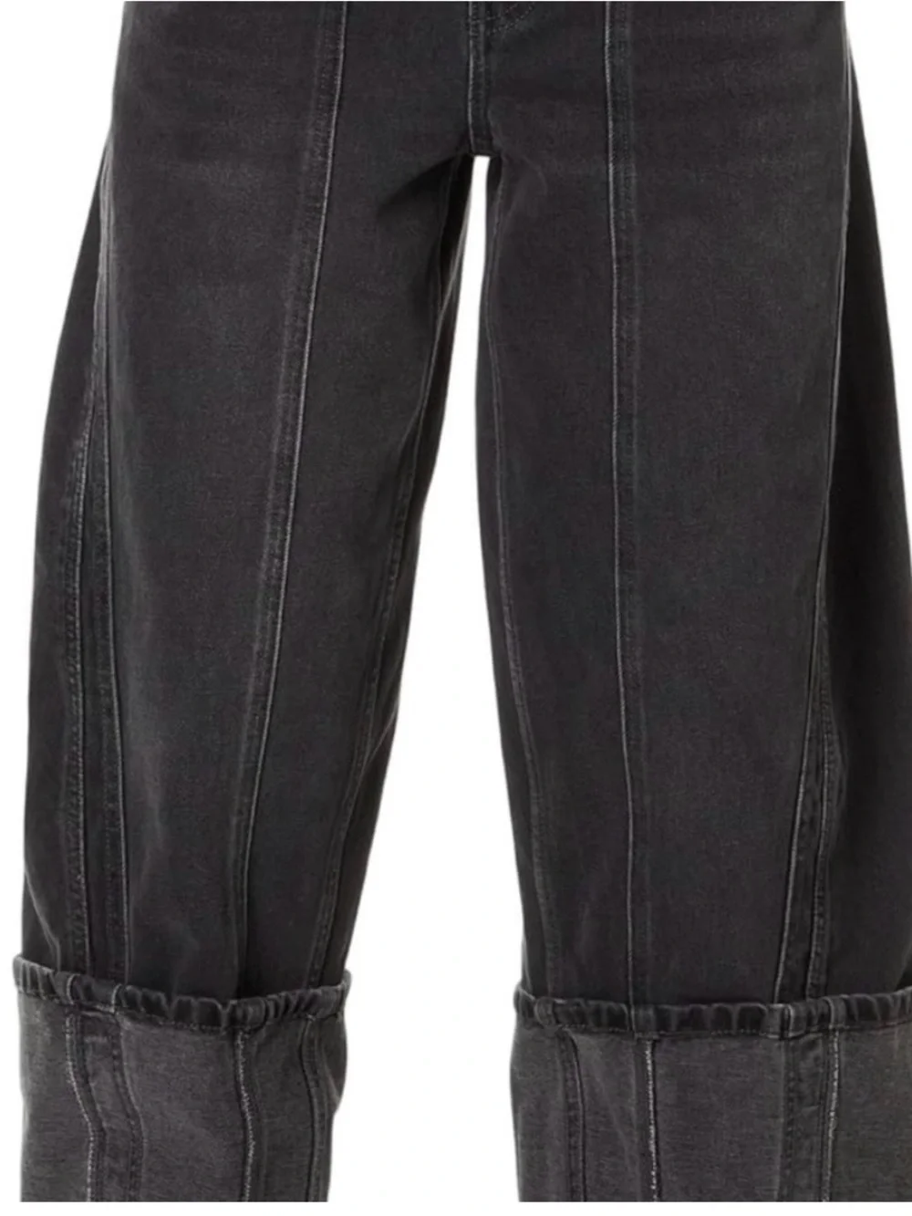 Free People Black Olsen Cuffed Barrel Jeans